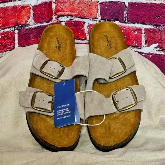 Universal Thread Shoes - Beige Suede Double Strap Sandals